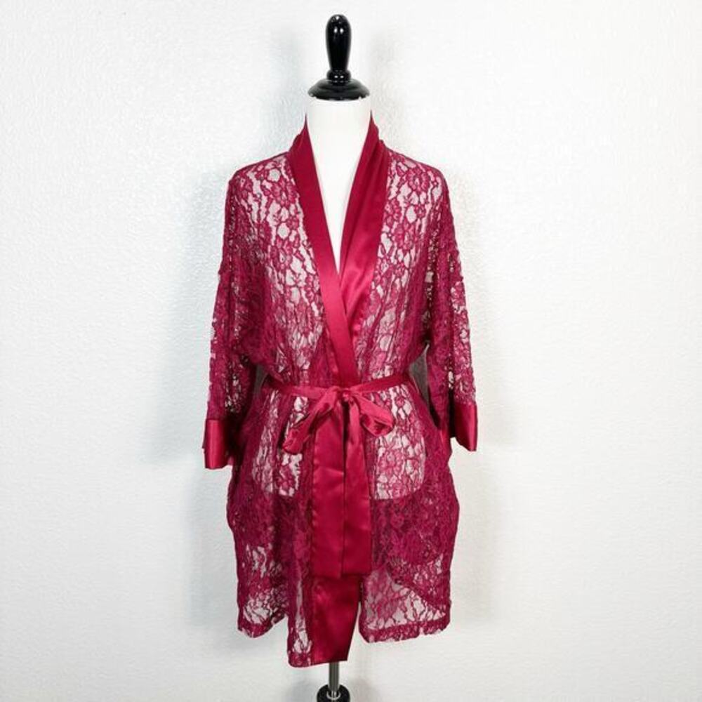 Victoria’s Secret Vintage Gold Label Romantic‎ Red Sheer Lace Robe One Size